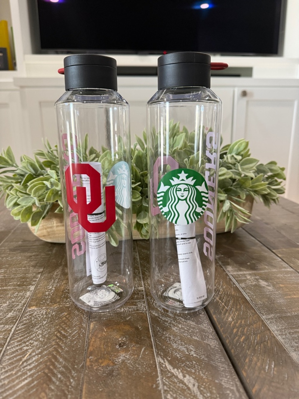 SET OF 2 BNWT Starbucks University of Oklahoma Sooners Water Bottles - 24oz OU